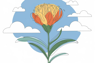 draw botanical and flower one line art illustration
