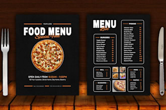 create professional restaurant menu design, food menu design and poster