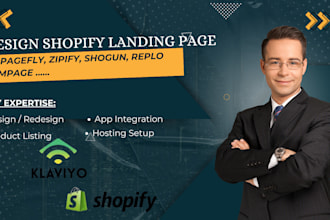 design shopify ecommerce website with pagefly,shogun, gempages, or zipify, replo