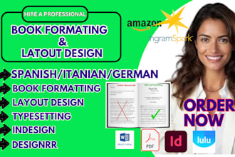 format,design and layout ,spanish book ,italian book, german ebook, typesetting