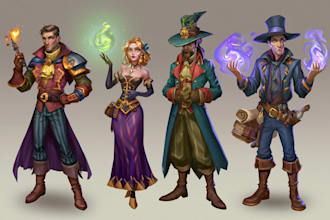 draw game art, 2d game characters, card game art and character design