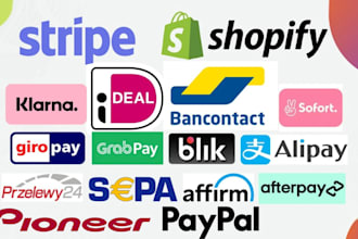 setup and integrate payment gateway, shopify payment gateway, stripe, paypal
