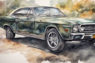 draw realistic watercolor portrait style car, bike vehicle