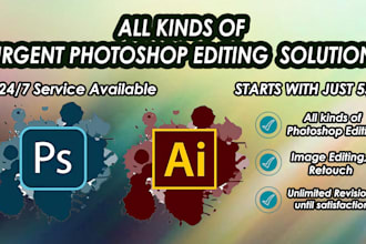 do any kind of photoshop editing and illustrator work asap