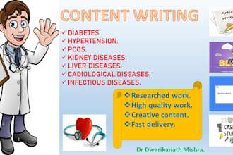 write article on disease like diabetes hypertension pcos kidney liver stroke etc