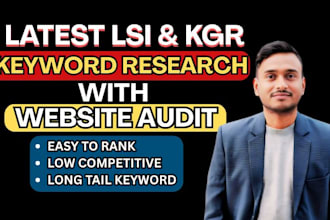 do latest kgr and lsi keyword research with website audit
