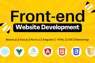 be your frontend web developer using react, HTML, CSS, javascript, and bootstrap