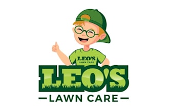 year old entrepreneur lawn care simple logo design