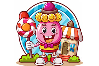 design sweet amazing candy mascot logo