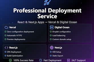 deploy you react, next js app to vercel, and, digital ocean