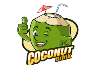 make fresh coconut mascot drink logo