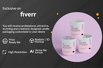 do luxury minimalist candle, soap label and box design