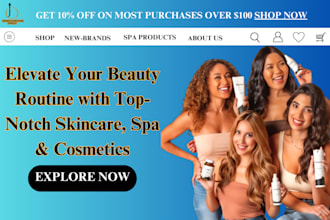 design shopify website for your beauty, spa skincare and cosmetic store and logo
