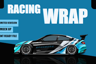 do professional racing car wrap design, livery, itasha car