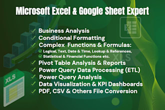 be your ms excel expert in dashboard, pivot table, formula, analysis, automation