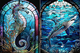 stained glass art fantasy line art mosaic for your character or image
