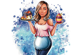 draw custom cartoon baker logo portrait