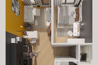 model and render the apartment layout or whole floor plan