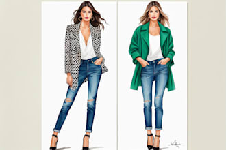 make a digital fashion illustration in my style