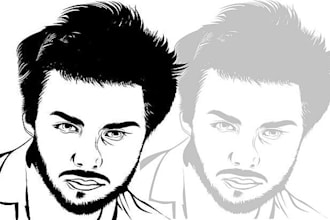 create a vector art portrait black and white