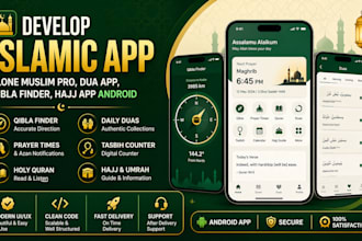 develop islamic app, clone muslim pro, dua app, qibla finder hajj app android