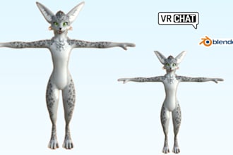 custom 3d vrchat furry avatar, vrc character, nsfw, fursona, anime, in blender
