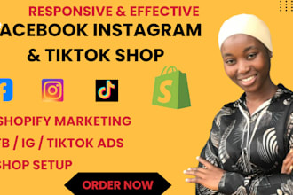 setup facebook instagram tiktok shop and complete shopify marketing