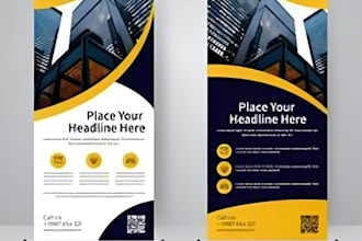 design custom roll up, retractable, pull up banners trifold brochure design