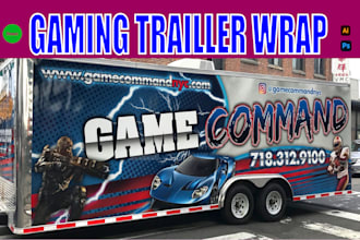 design trailer wrap food truck wrap gaming trailer wrap vehicle wrap racing car