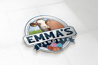 design a modern dairy farm or ice cream logo for your brand