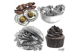 create culinary illustrations of foods and drinks