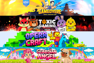 draw and design youtube banner cartoon and pfp ,logo