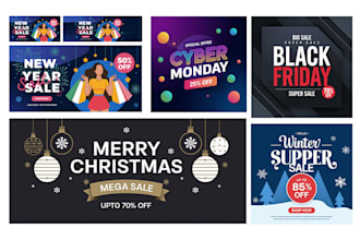 design promotional banner ad for web with black friday winter  christmas sale