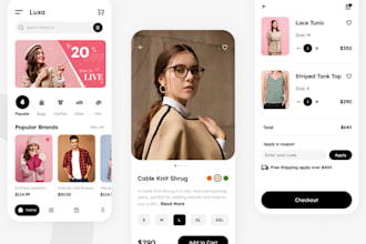 design fashion ecommerce mobile app ui design, online store app prototyping
