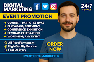 promote event ticket, webinar, concert, eventbrite marketing, link promotion
