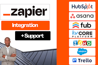 setup zapier integration with hubspot, asana, mls, google drive, trello, crm