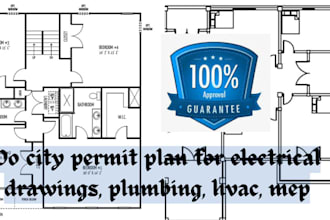 do electrical drawings, plumbing, hvac, mep drawings for city permit