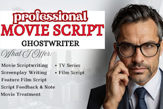 write your movie script, screenplay, screenwriting feature film script tv series