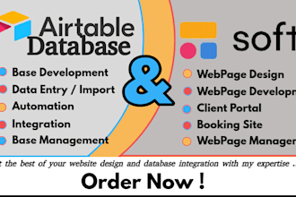 develop softr website, client portal, integrate airtable database