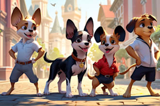 design a custom disney pet portrait illustration