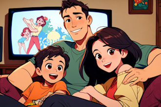 design a professional disney family, couple or group portrait