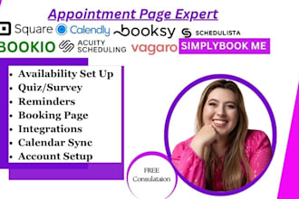 booking page calendly acuity scheduling square site simplybook me vagaro bookio