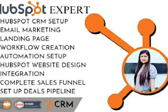 setup hubspot CRM, hubspot workflow, funnel, for sales and marketing automation