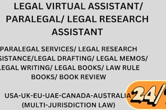 do paralegal work, drafting, legal research, write law book, legal assistance