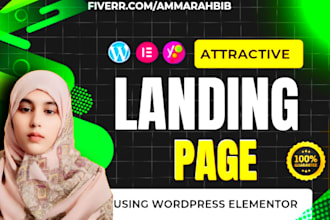 design responsive landing page design, one page website elementor