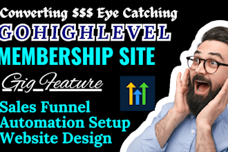 build gohighlevel membership site, sales funnel, gohighlevel website design