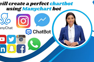 create chatbot for social media platforms, website using manychat, dm automation