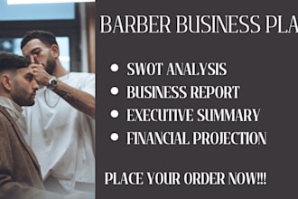 create costume barber business plan for UK USA canada asia beauty business plan