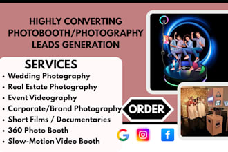 generate photobooth leads photography website photography leads videography