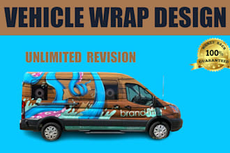 create awesome car, van, vehicle wrap design and vehicle stickers, truck wrap